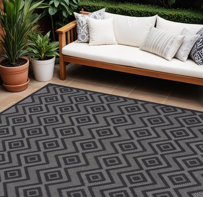 9' X 12' Charcoal And Gray Indoor Outdoor Area Rug HomeRoots