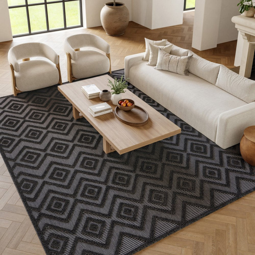 9' X 12' Charcoal And Gray Indoor Outdoor Area Rug — view 17