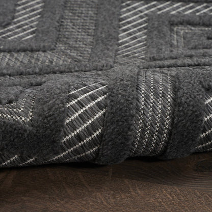 9' X 12' Charcoal And Gray Indoor Outdoor Area Rug HomeRoots