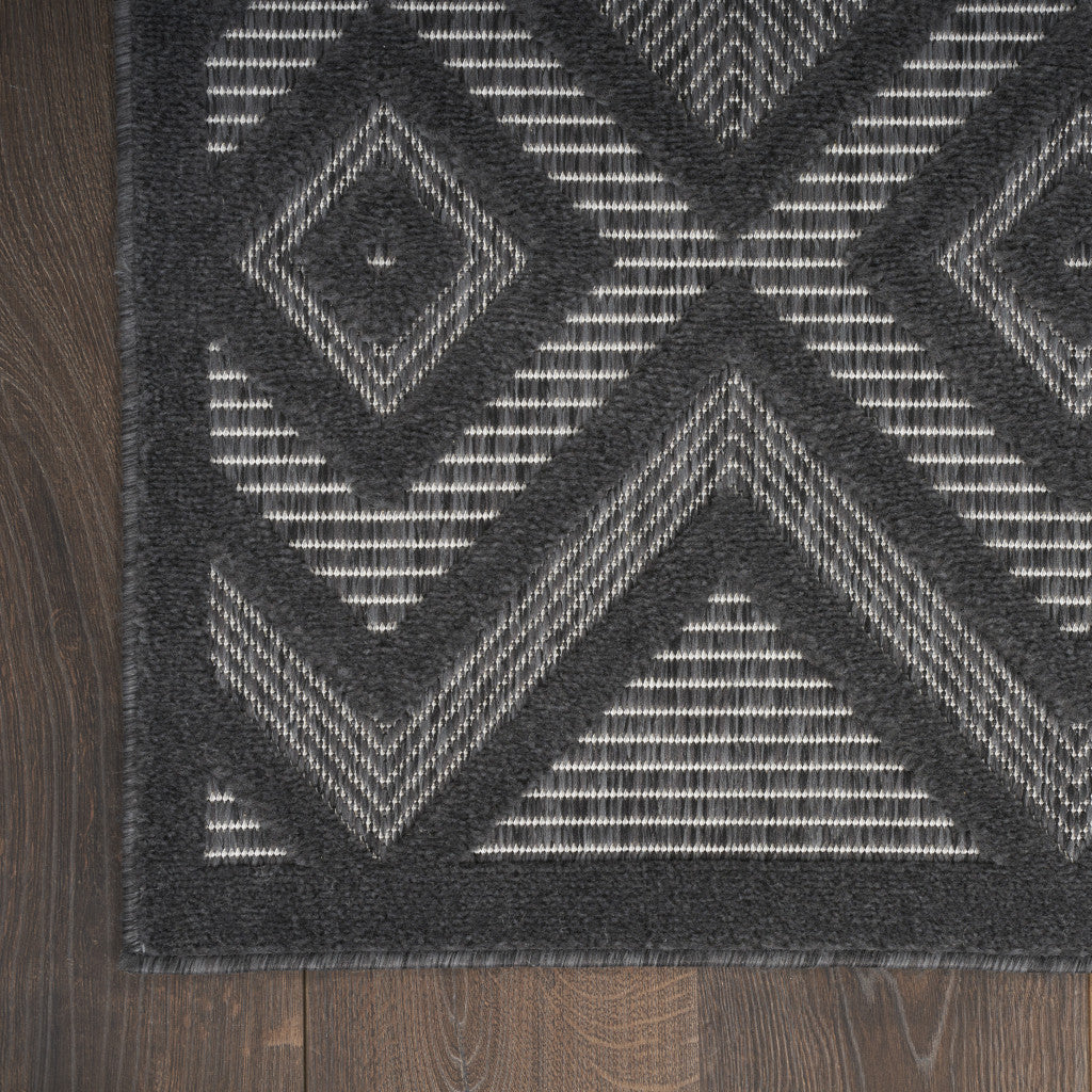 9' X 12' Black Geometric Flatweave Area Rug - 0" (L) x 144" (W) x 108" (H)