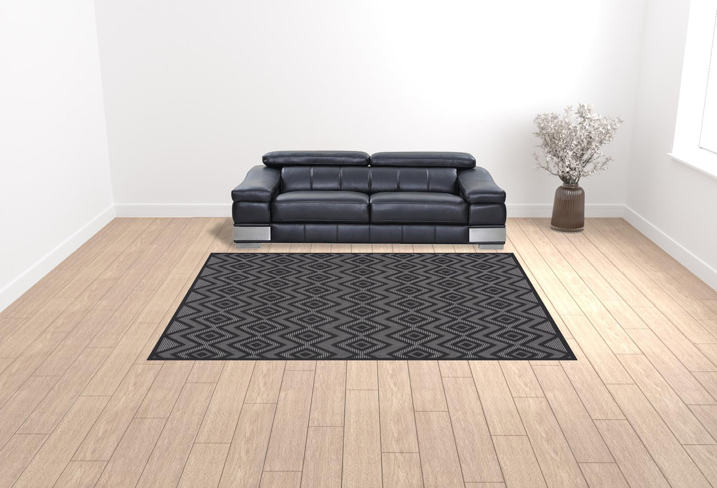 9' X 12' Black Geometric Flatweave Area Rug - 0" (L) x 144" (W) x 108" (H)