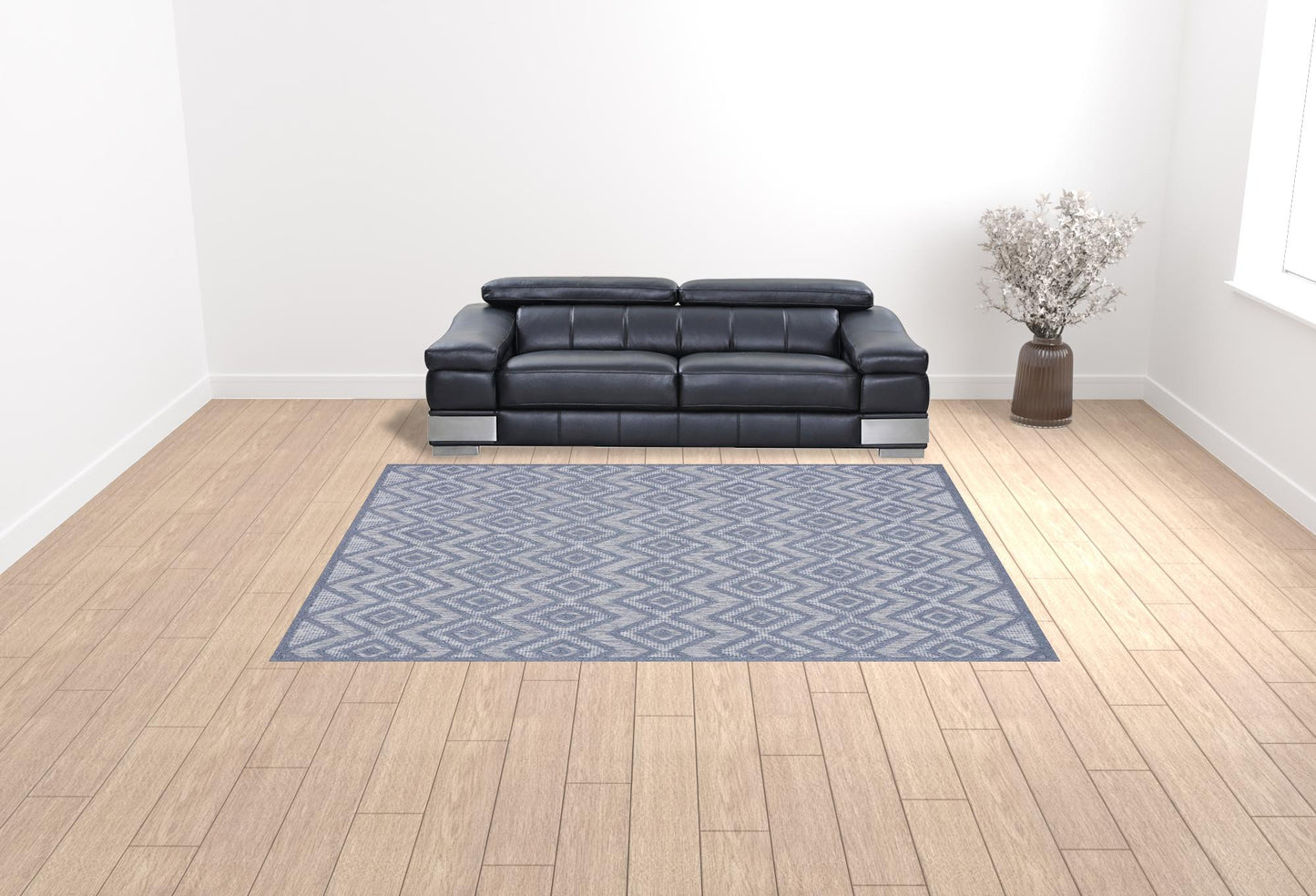 9' X 12' Blue Geometric Flatweave Area Rug - 0" (L) x 144" (W) x 108" (H)