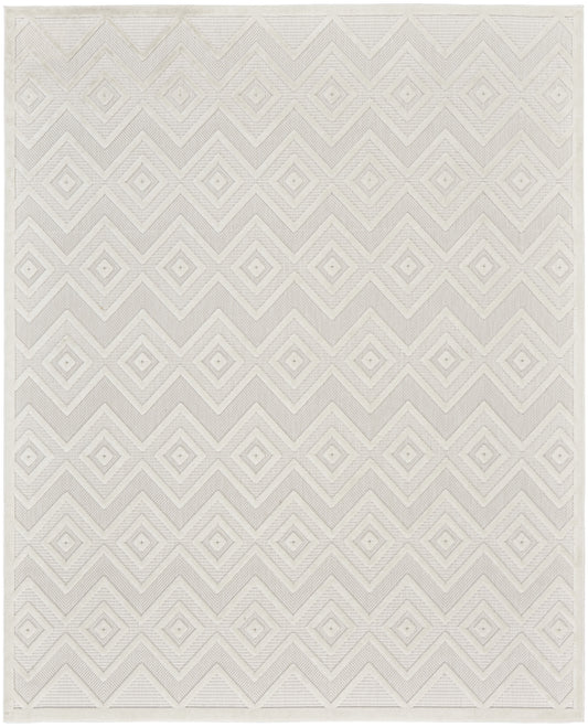 9' X 12' Cream Geometric Flatweave Area Rug - 0" (L) x 144" (W) x 108" (H)