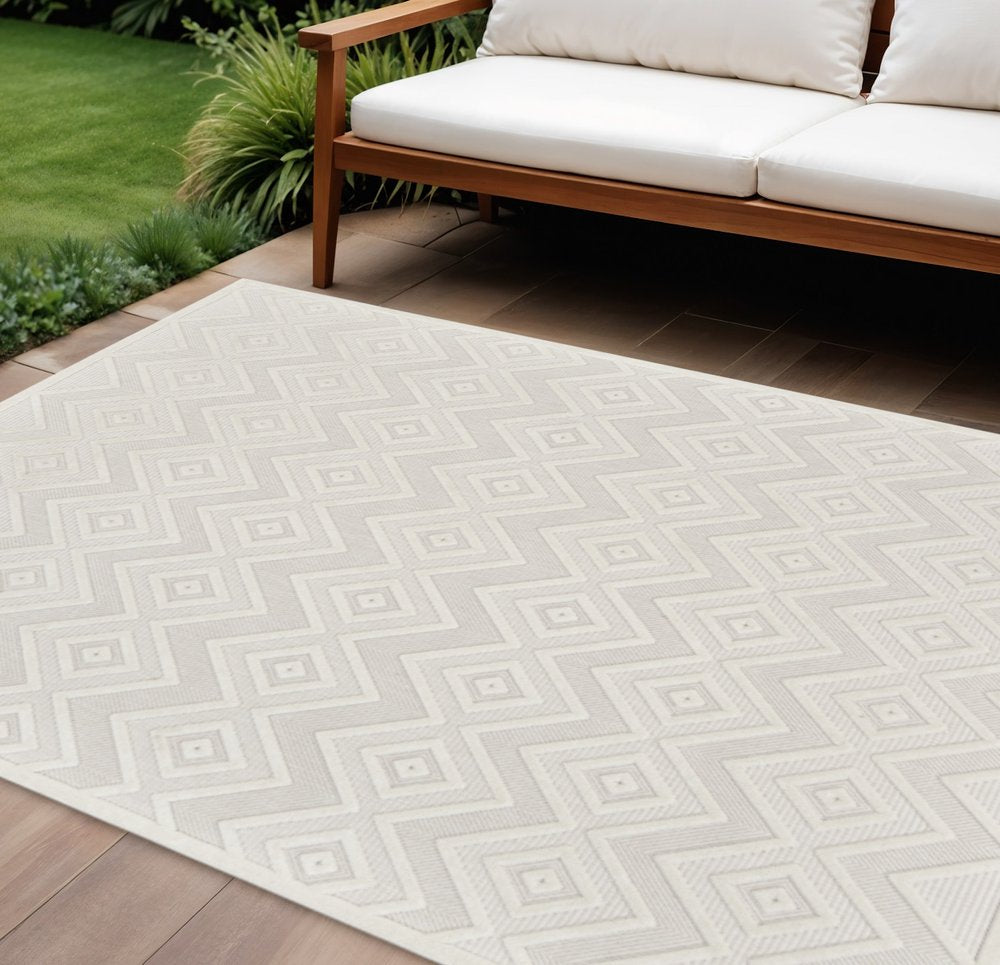 8' X 10' Beige Indoor Outdoor Area Rug HomeRoots