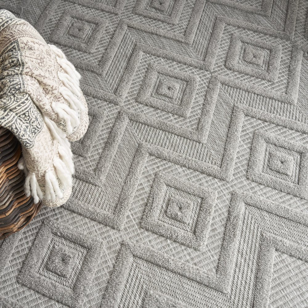 9' X 12' Gray And Silver Indoor Outdoor Area Rug — view 6