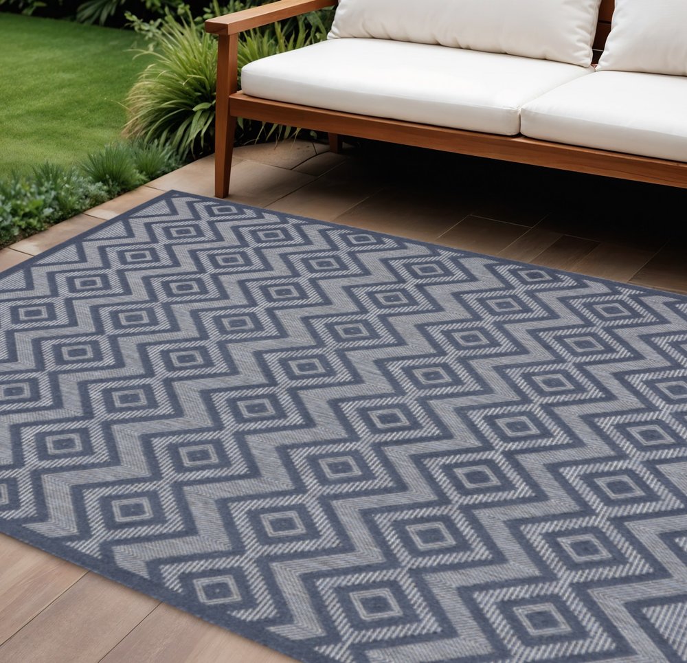8' X 10' Navy Blue Indoor Outdoor Area Rug HomeRoots