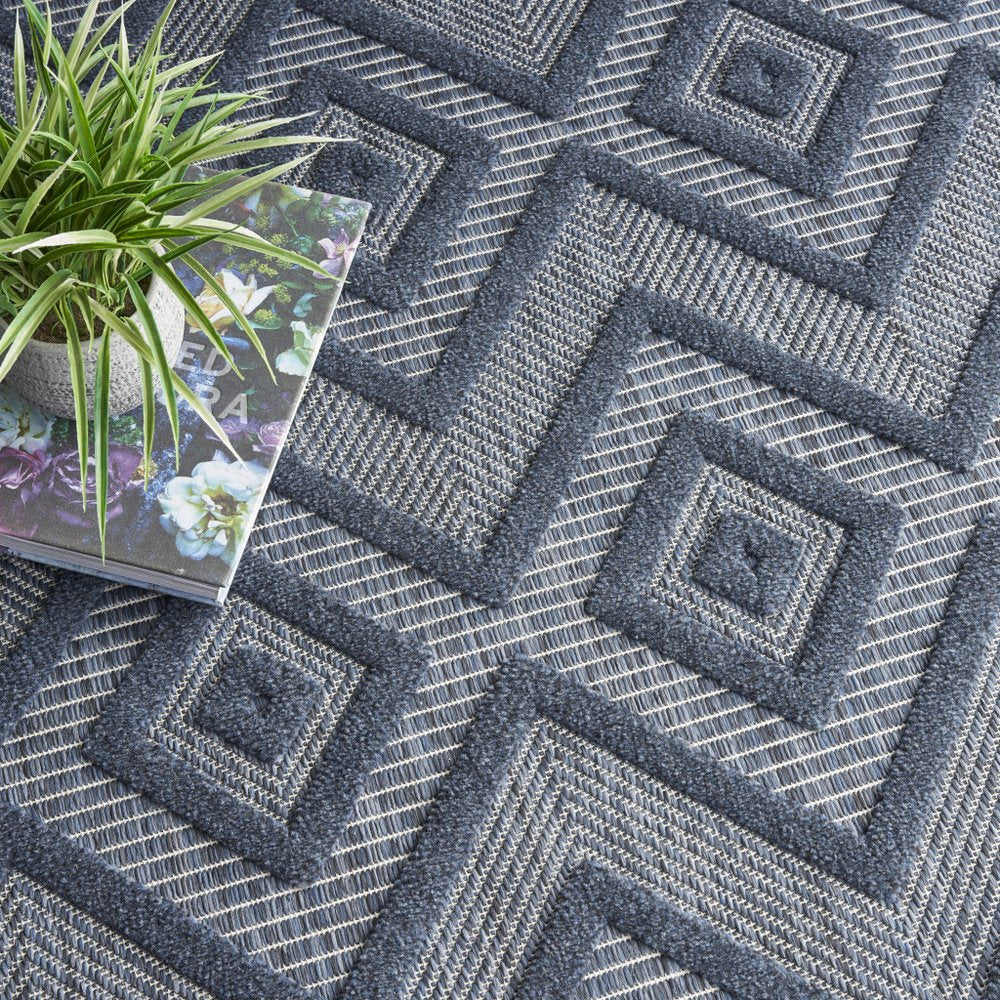 8' X 10' Navy Blue Indoor Outdoor Area Rug HomeRoots
