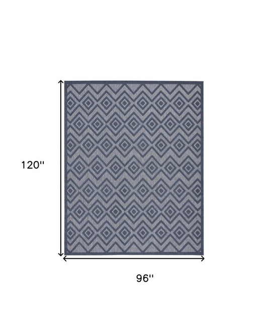 8' X 10' Navy Blue Indoor Outdoor Area Rug