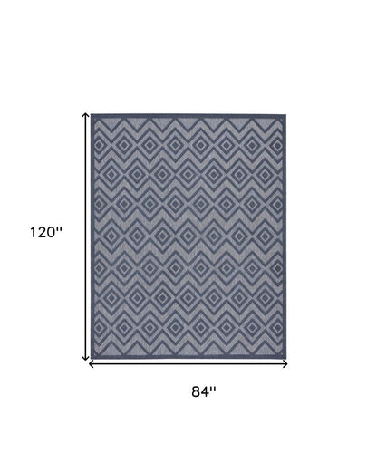 8' X 10' Navy Blue Indoor Outdoor Area Rug HomeRoots