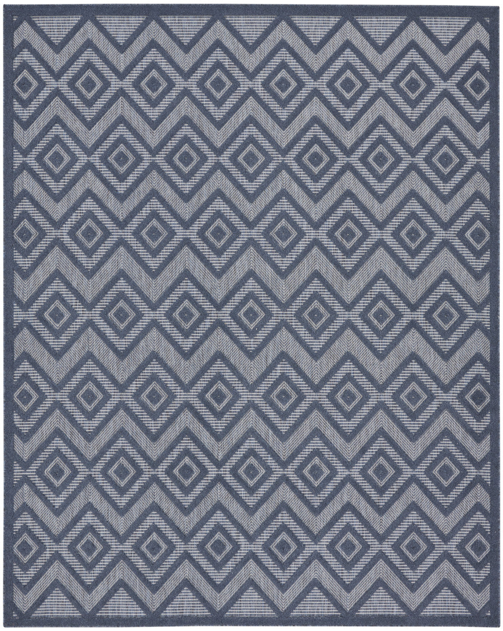 9' X 12' Navy Blue Geometric Flatweave Area Rug - 0" (L) x 144" (W) x 108" (H)