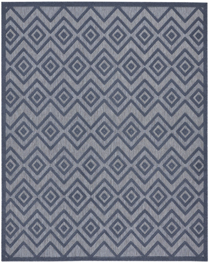 9' X 12' Navy Blue Geometric Flatweave Area Rug - 0" (L) x 144" (W) x 108" (H)