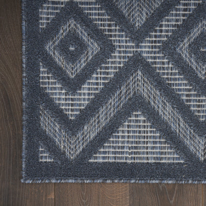 9' X 12' Navy Blue Geometric Flatweave Area Rug - 0" (L) x 144" (W) x 108" (H)