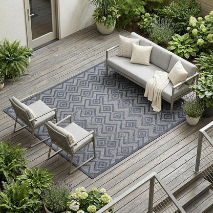 9' X 12' Navy Blue Indoor Outdoor Area Rug HomeRoots