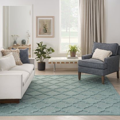 9' x 12' Aqua Geometric Flatweave Area Rug - FurniFindUSA