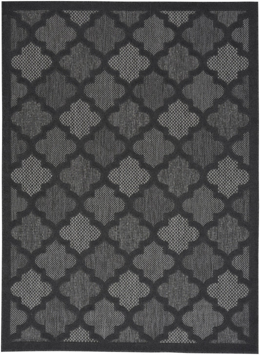 6' x 9' Black Geometric Flatweave Area Rug