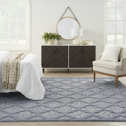 9' x 12' Blue Geometric Flatweave Area Rug