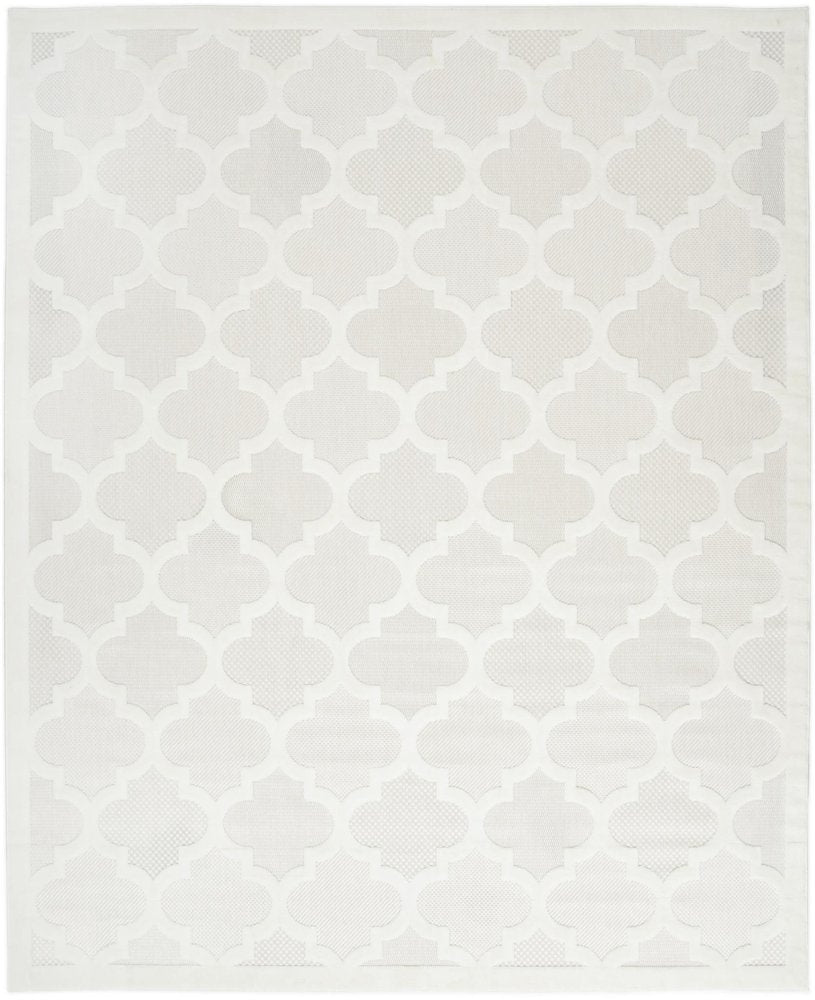 7' X 10' Ivory And White Indoor Outdoor Area Rug HomeRoots