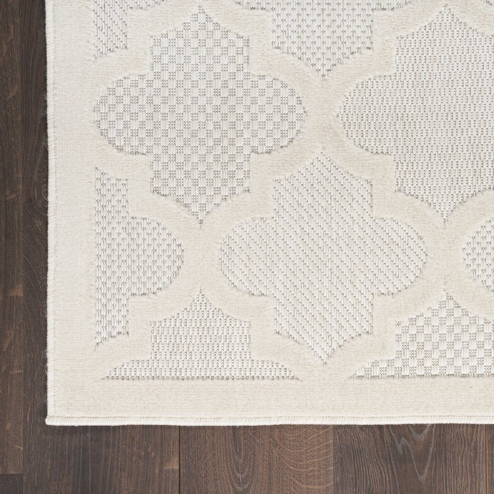 7' X 10' Ivory And White Indoor Outdoor Area Rug HomeRoots