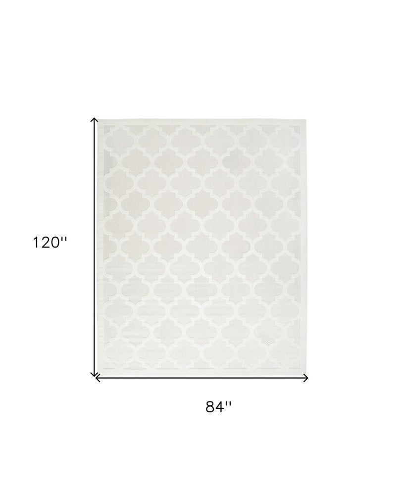 7' X 10' Ivory And White Indoor Outdoor Area Rug — view 1