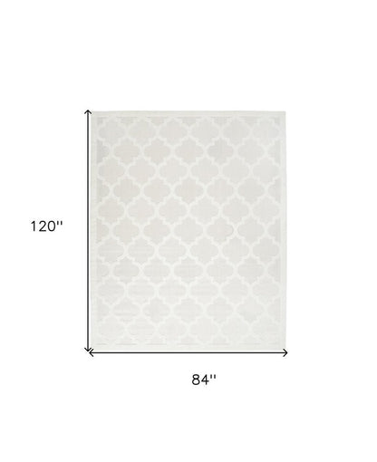 7' X 10' Ivory And White Indoor Outdoor Area Rug HomeRoots