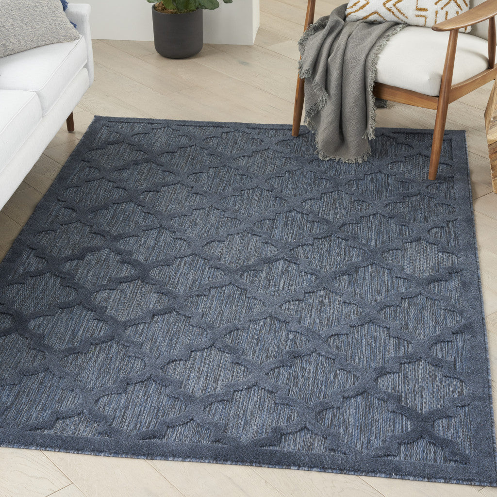 6' X 9' Navy Blue Geometric Flatweave Area Rug - FurniFindUSA