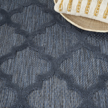 6' X 9' Navy Blue Geometric Flatweave Area Rug - FurniFindUSA