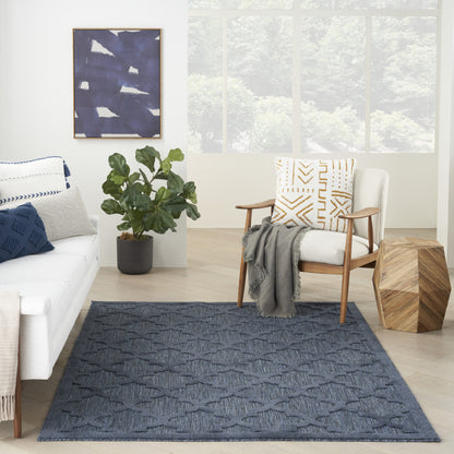 6' X 9' Navy Blue Geometric Flatweave Area Rug - FurniFindUSA