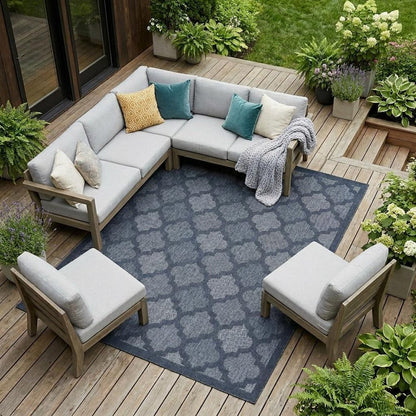 8' X 10' Navy Blue Indoor Outdoor Area Rug