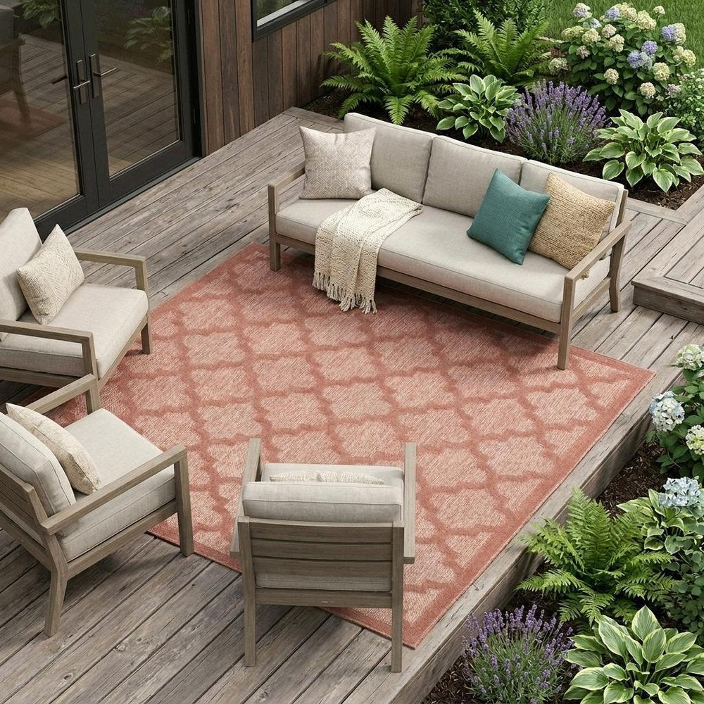6' X 9' Coral Orange Indoor Outdoor Area Rug — view 9