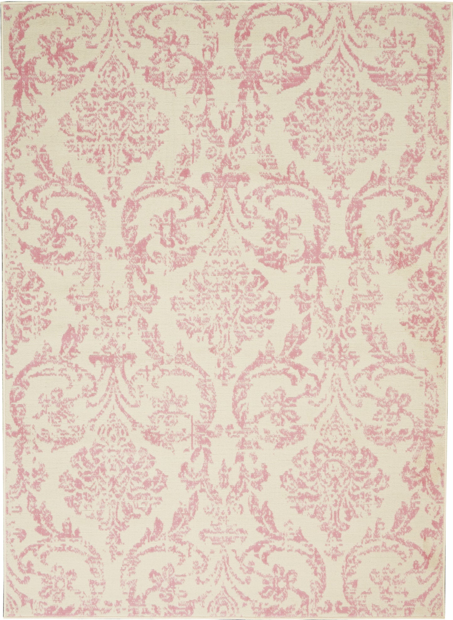 4' X 6' Cream Damask Power Loom Area Rug