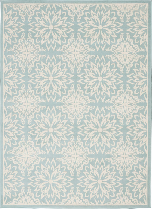 6' X 9' Aqua Floral Power Loom Area Rug - 72.0" (H) x 108.0" (W) x 0.5" (D)