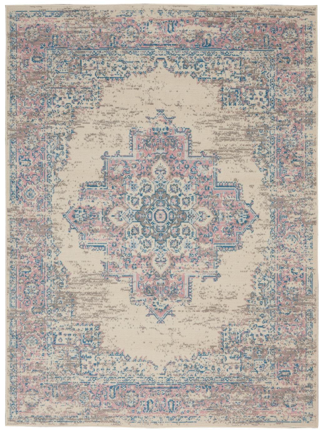 4' X 6' Pink Damask Power Loom Area Rug - 45.0" (H) x 69.0" (W) x 0.5" (D) FurniFindUSA