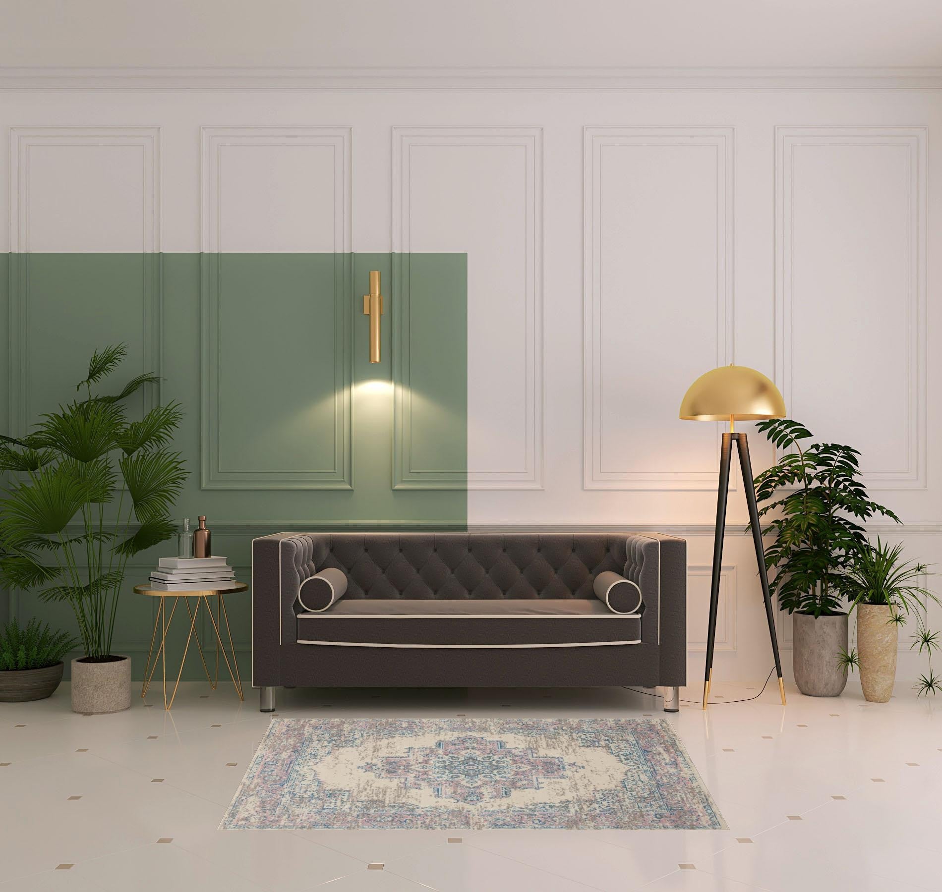 4' X 6' Pink Damask Power Loom Area Rug - 45.0" (H) x 69.0" (W) x 0.5" (D) FurniFindUSA