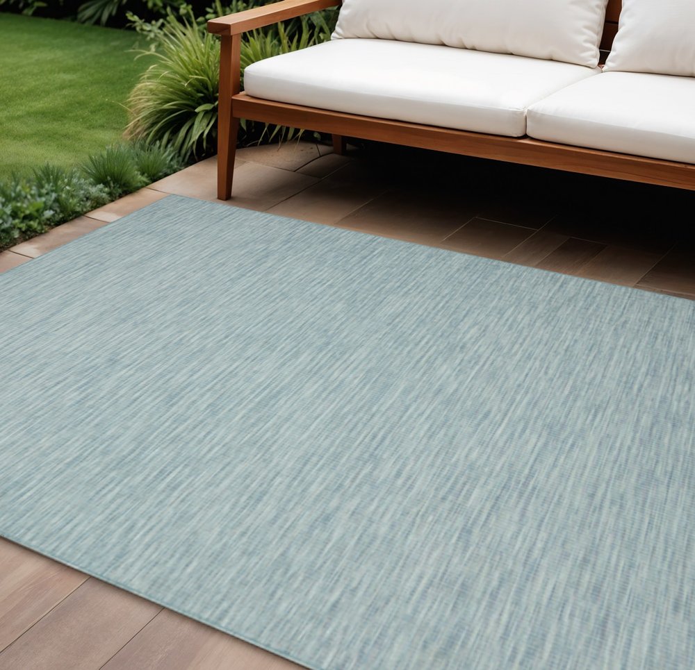 9' X 12' Aqua Indoor Outdoor Area Rug — view 10