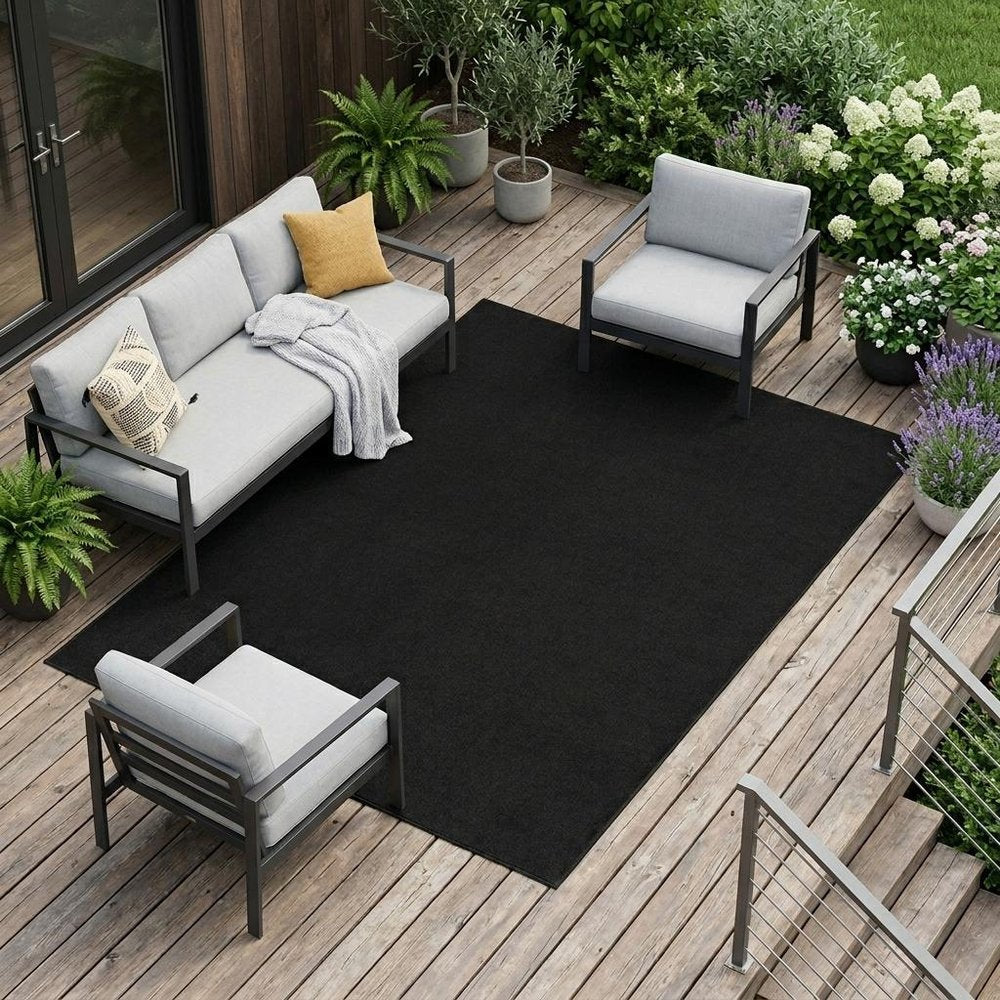 12' X 15' Black Indoor Outdoor Area Rug HomeRoots