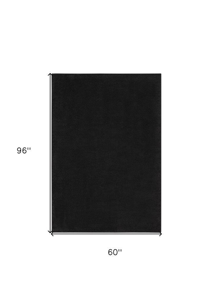 5' X 8' Black Power Loom Area Rug HomeRoots