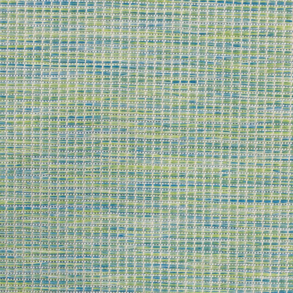 10' Blue and Green Power Loom Indoor Outdoor Runner Rug — view 7