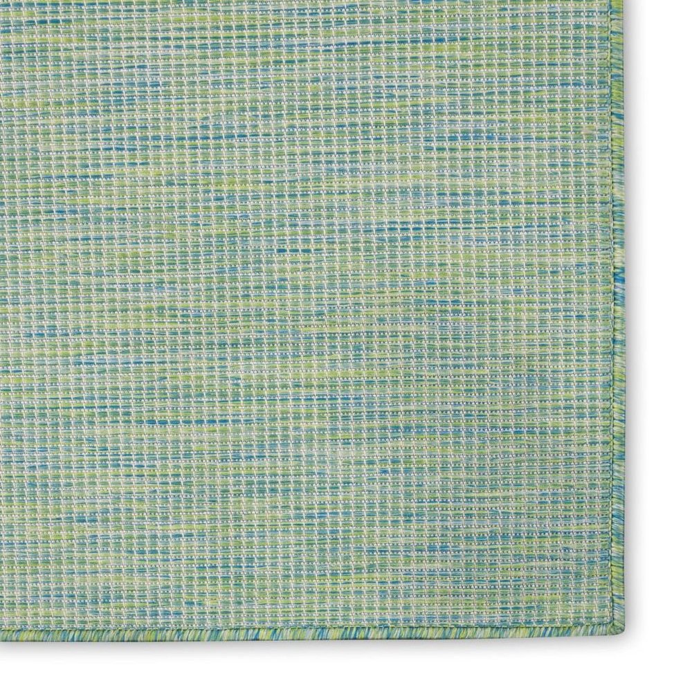 10' Blue and Green Power Loom Indoor Outdoor Runner Rug — view 13