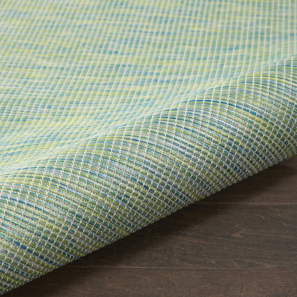 10' Blue and Green Power Loom Indoor Outdoor Runner Rug HomeRoots