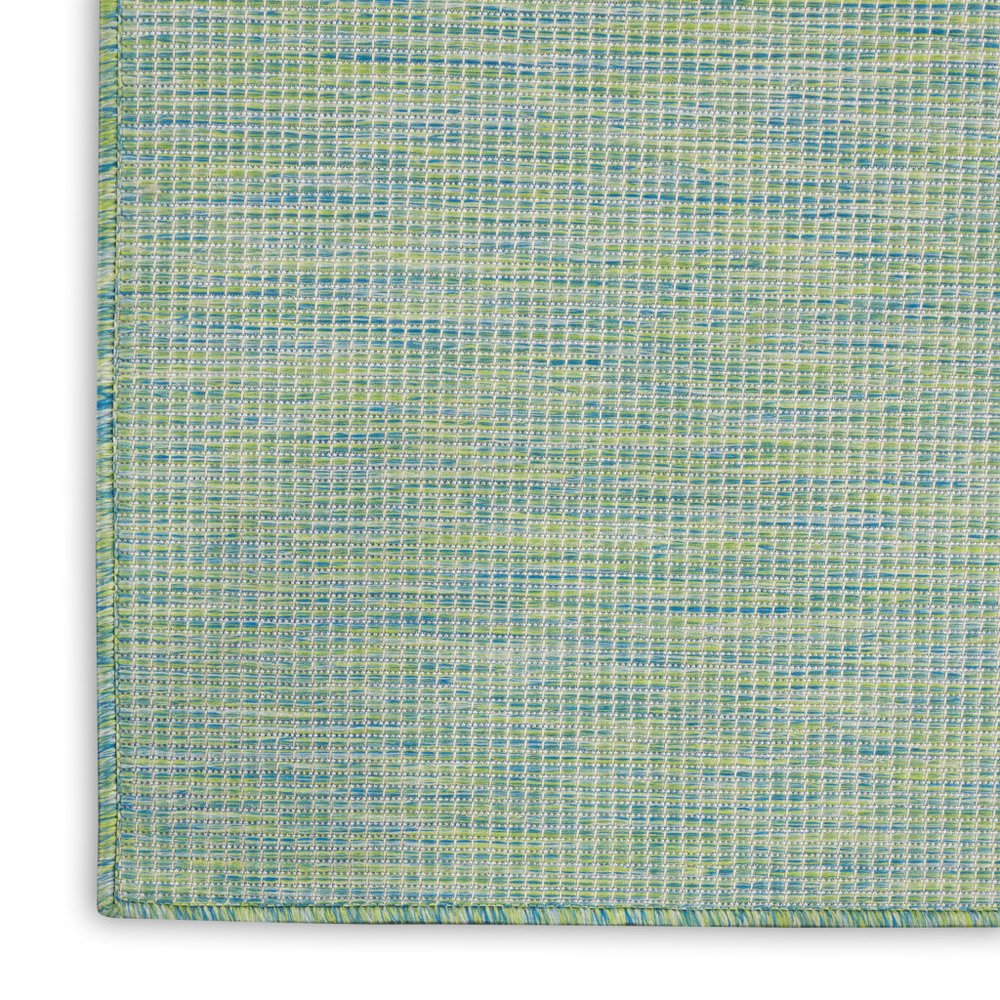 10' Blue and Green Power Loom Indoor Outdoor Runner Rug — view 4