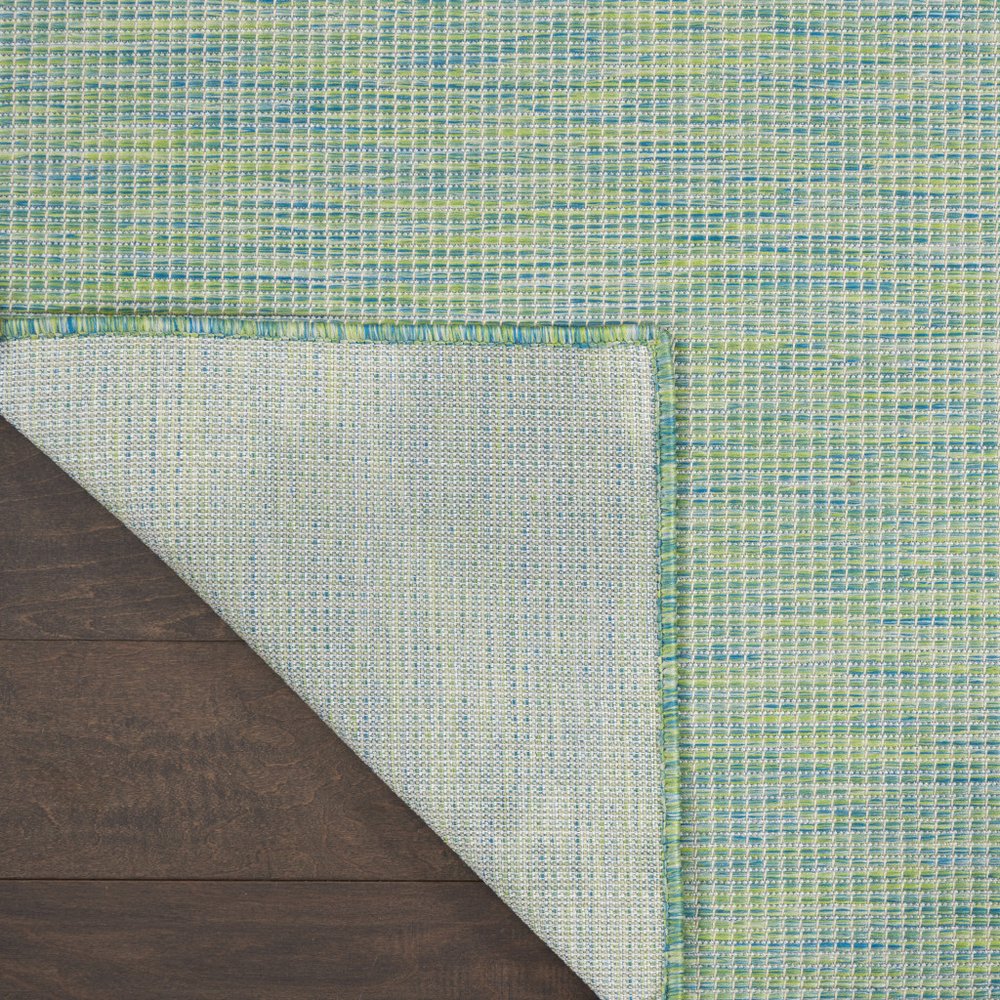 10' Blue and Green Power Loom Indoor Outdoor Runner Rug HomeRoots