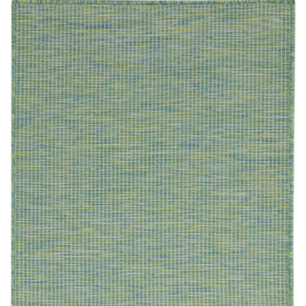 10' Blue and Green Power Loom Indoor Outdoor Runner Rug — view 2