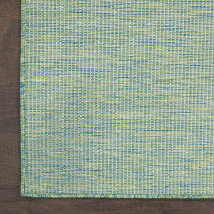 10' Blue and Green Power Loom Indoor Outdoor Runner Rug HomeRoots