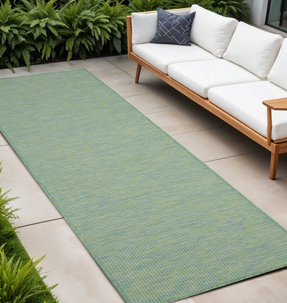 8' Blue Power Loom Runner Rug HomeRoots