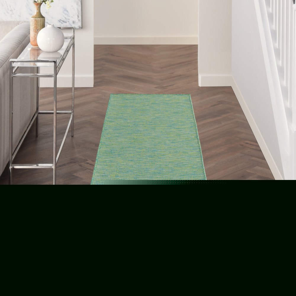 8' Blue Power Loom Runner Rug — view 16