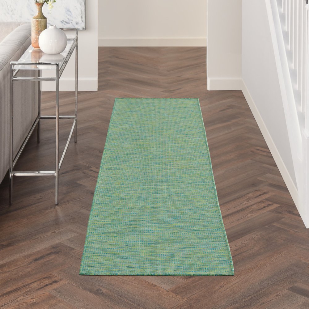8' Blue Power Loom Runner Rug — view 6