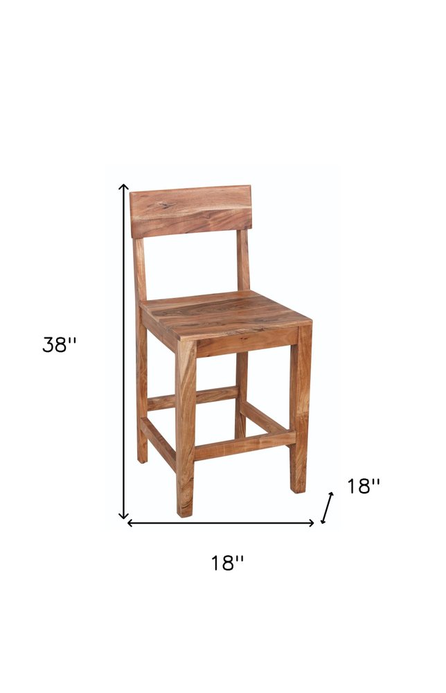 18" Brown Solid Wood Counter Height Bar Chair HomeRoots