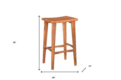 32" Brown Solid Wood Backless Counter Height Bar Chair HomeRoots