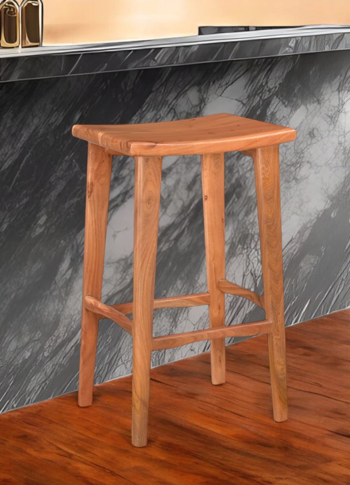 32" Brown Solid Wood Backless Counter Height Bar Chair HomeRoots