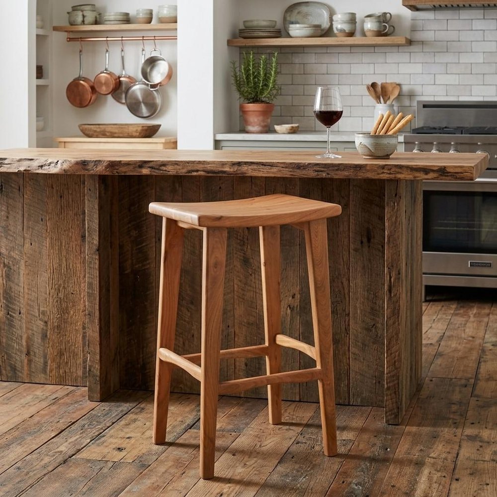 32" Brown Solid Wood Backless Counter Height Bar Chair HomeRoots